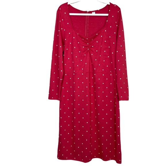 Old Navy Knit Ruched Sweetheart Neckline A-Line Dress Red Dot Women’s Large - Picture 1 of 13